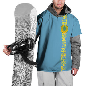Накидка на куртку 3D с принтом Казахстан, лента с гербом в Санкт-Петербурге, 100% полиэстер |  | kaz | kazakhstan | kz | герб | казахстан | орнамент | флаг
