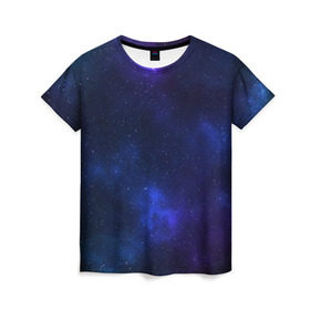Женская футболка 3D с принтом Звёздное небо в Санкт-Петербурге, 100% полиэфир ( синтетическое хлопкоподобное полотно) | прямой крой, круглый вырез горловины, длина до линии бедер | abstraction | cosmos | nebula | space | star | universe | абстракция | вселенная | звезды | космос | мир | планеты