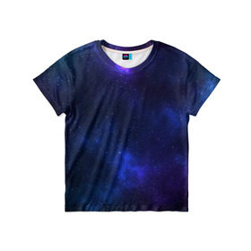 Детская футболка 3D с принтом Звёздное небо в Санкт-Петербурге, 100% гипоаллергенный полиэфир | прямой крой, круглый вырез горловины, длина до линии бедер, чуть спущенное плечо, ткань немного тянется | abstraction | cosmos | nebula | space | star | universe | абстракция | вселенная | звезды | космос | мир | планеты
