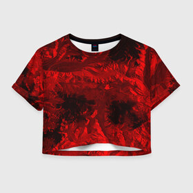 Женская футболка 3D укороченная с принтом Abstraction cosmos RED в Санкт-Петербурге, 100% полиэстер | круглая горловина, длина футболки до линии талии, рукава с отворотами | abstraction | cosmos | nebula | space | star | universe | абстракция | вселенная | звезды | космос | мир | планеты