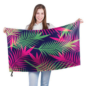 Флаг 3D с принтом Листья Пальмы в Санкт-Петербурге, 100% полиэстер | плотность ткани — 95 г/м2, размер — 67 х 109 см. Принт наносится с одной стороны | весна | джунгли | для весны | для лета | лес | лето | листья | текстура | тропики | тропический | цветы