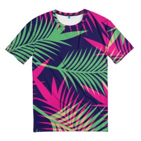 Мужская футболка 3D с принтом Листья Пальмы в Санкт-Петербурге, 100% полиэфир | прямой крой, круглый вырез горловины, длина до линии бедер | весна | джунгли | для весны | для лета | лес | лето | листья | текстура | тропики | тропический | цветы