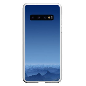 Чехол для Samsung Galaxy S10 с принтом Blue Mountains в Санкт-Петербурге, Силикон | Область печати: задняя сторона чехла, без боковых панелей | вид | горы | ночь | пейзаж | природа | синий | скалы | сумерки | туман | утро