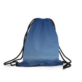 Рюкзак-мешок 3D с принтом Blue Mountains в Санкт-Петербурге, 100% полиэстер | плотность ткани — 200 г/м2, размер — 35 х 45 см; лямки — толстые шнурки, застежка на шнуровке, без карманов и подкладки | вид | горы | ночь | пейзаж | природа | синий | скалы | сумерки | туман | утро