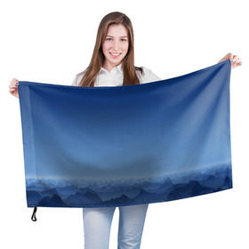 Флаг 3D с принтом Blue Mountains в Санкт-Петербурге, 100% полиэстер | плотность ткани — 95 г/м2, размер — 67 х 109 см. Принт наносится с одной стороны | вид | горы | ночь | пейзаж | природа | синий | скалы | сумерки | туман | утро