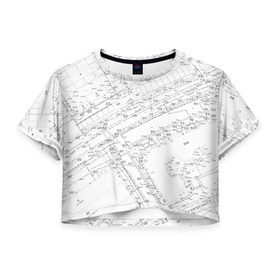 Женская футболка 3D укороченная с принтом Топография_01 в Санкт-Петербурге, 100% полиэстер | круглая горловина, длина футболки до линии талии, рукава с отворотами | survey | геодезист | геодезия | топография
