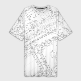 Платье-футболка 3D с принтом Топография_01 в Санкт-Петербурге,  |  | survey | геодезист | геодезия | топография