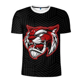Мужская футболка 3D спортивная с принтом RED TIGER / Красный тигр в Санкт-Петербурге, 100% полиэстер с улучшенными характеристиками | приталенный силуэт, круглая горловина, широкие плечи, сужается к линии бедра | 