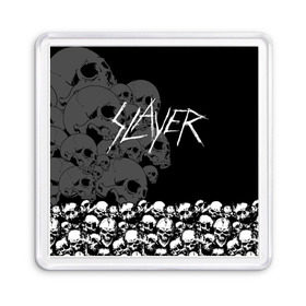 Магнит 55*55 с принтом Slayer Black в Санкт-Петербурге, Пластик | Размер: 65*65 мм; Размер печати: 55*55 мм | hard | heavy | metal | rock | skull | trash | метал | рок | слеер | слейер | слэер | слэйер | треш | трэш | череп | черепа