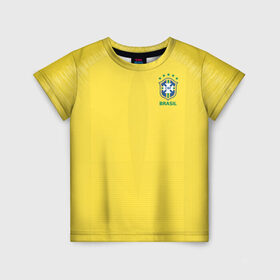 Детская футболка 3D с принтом Бразилия 2018 в Санкт-Петербурге, 100% гипоаллергенный полиэфир | прямой крой, круглый вырез горловины, длина до линии бедер, чуть спущенное плечо, ткань немного тянется | brazil | бразилия