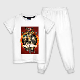 Детская пижама хлопок с принтом Five Finger Death Punch 2 в Санкт-Петербурге, 100% хлопок |  брюки и футболка прямого кроя, без карманов, на брюках мягкая резинка на поясе и по низу штанин
 | 5fdp | ffdp | five finger death punch