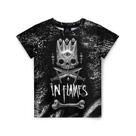 Детская футболка 3D с принтом In Flames King в Санкт-Петербурге, 100% гипоаллергенный полиэфир | прямой крой, круглый вырез горловины, длина до линии бедер, чуть спущенное плечо, ткань немного тянется | Тематика изображения на принте: 