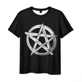 Мужская футболка 3D с принтом Пентаграмма в Санкт-Петербурге, 100% полиэфир | прямой крой, круглый вырез горловины, длина до линии бедер | звезда | знаки | круг | магия | оккультизм | пентаграмма | пентакль | символы | сокральность | эзотерика