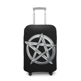 Чехол для чемодана 3D с принтом Пентаграмма в Санкт-Петербурге, 86% полиэфир, 14% спандекс | двустороннее нанесение принта, прорези для ручек и колес | звезда | знаки | круг | магия | оккультизм | пентаграмма | пентакль | символы | сокральность | эзотерика