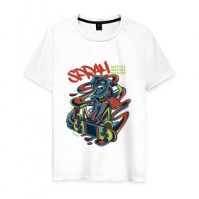 Мужская футболка хлопок с принтом Граффити в Санкт-Петербурге, 100% хлопок | прямой крой, круглый вырез горловины, длина до линии бедер, слегка спущенное плечо. | графити | кислота | психоделика | скейт | скейтборд | спрей