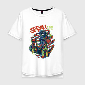 Мужская футболка хлопок Oversize с принтом Граффити в Санкт-Петербурге, 100% хлопок | свободный крой, круглый ворот, “спинка” длиннее передней части | графити | кислота | психоделика | скейт | скейтборд | спрей
