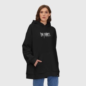 Худи SuperOversize хлопок с принтом In Flames Fan в Санкт-Петербурге, 70% хлопок, 30% полиэстер, мягкий начес внутри | карман-кенгуру, эластичная резинка на манжетах и по нижней кромке, двухслойный капюшон
 | 