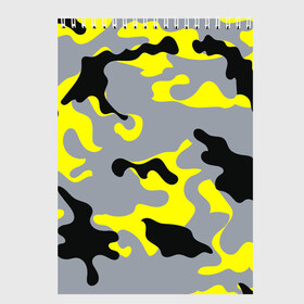 Скетчбук с принтом Yellow camouflage в Санкт-Петербурге, 100% бумага
 | 48 листов, плотность листов — 100 г/м2, плотность картонной обложки — 250 г/м2. Листы скреплены сверху удобной пружинной спиралью | camouflage | камуфляж | комуфляж