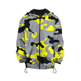 Детская куртка 3D с принтом Yellow camouflage в Санкт-Петербурге, 100% полиэстер | застежка — молния, подол и капюшон оформлены резинкой с фиксаторами, по бокам — два кармана без застежек, один потайной карман на груди, плотность верхнего слоя — 90 г/м2; плотность флисового подклада — 260 г/м2 | camouflage | камуфляж | комуфляж