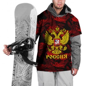 Накидка на куртку 3D с принтом Russia flower red collection в Санкт-Петербурге, 100% полиэстер |  | 