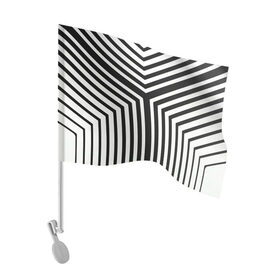 Флаг для автомобиля с принтом Кибер Зебра в Санкт-Петербурге, 100% полиэстер | Размер: 30*21 см | black and white stripes | geometry | vest | zebra | геометрия | зебра | тельняшка | черно белая полоска