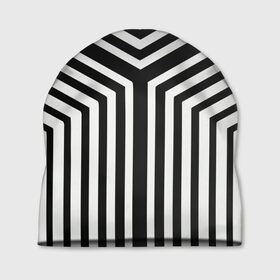 Шапка 3D с принтом Кибер Зебра в Санкт-Петербурге, 100% полиэстер | универсальный размер, печать по всей поверхности изделия | black and white stripes | geometry | vest | zebra | геометрия | зебра | тельняшка | черно белая полоска