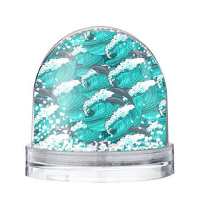 Снежный шар с принтом Дельфины в Санкт-Петербурге, Пластик | Изображение внутри шара печатается на глянцевой фотобумаге с двух сторон | dolphins | fish | ocean | pattern | sea | summer | waves | волны | дельфины | лето | море | океан | паттерн | рыбы