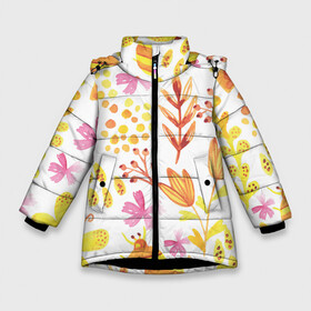 Зимняя куртка для девочек 3D с принтом Коллекция HYPNOSE в Санкт-Петербурге, ткань верха — 100% полиэстер; подклад — 100% полиэстер, утеплитель — 100% полиэстер. | длина ниже бедра, удлиненная спинка, воротник стойка и отстегивающийся капюшон. Есть боковые карманы с листочкой на кнопках, утяжки по низу изделия и внутренний карман на молнии. 

Предусмотрены светоотражающий принт на спинке, радужный светоотражающий элемент на пуллере молнии и на резинке для утяжки. | паттерн | разноцветный | растительный | яркие