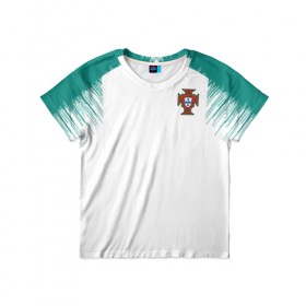 Детская футболка 3D с принтом Portugal 2018 WC Anthem away в Санкт-Петербурге, 100% гипоаллергенный полиэфир | прямой крой, круглый вырез горловины, длина до линии бедер, чуть спущенное плечо, ткань немного тянется | 