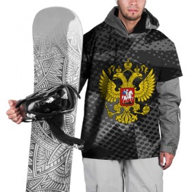 Накидка на куртку 3D с принтом RUSSIA BLACK GEOMETRY в Санкт-Петербурге, 100% полиэстер |  | abstraction | grunge | russia | sport | абстракция | герб | краска | русский | символика рф | спорт | спортивный | триколор | униформа | форма | я русский