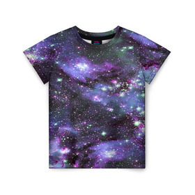 Детская футболка 3D с принтом Sky nebula в Санкт-Петербурге, 100% гипоаллергенный полиэфир | прямой крой, круглый вырез горловины, длина до линии бедер, чуть спущенное плечо, ткань немного тянется | abstraction | cosmos | nebula | space | star | universe | абстракция | вселенная | звезды | космос | мир | планеты