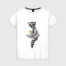 Женская футболка хлопок с принтом Крипто лемур в Санкт-Петербурге, 100% хлопок | прямой крой, круглый вырез горловины, длина до линии бедер, слегка спущенное плечо | 
