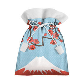 Подарочный 3D мешок с принтом Гора Фудзияма в Санкт-Петербурге, 100% полиэстер | Размер: 29*39 см | Тематика изображения на принте: белый | вершина | вишня | зима | красный | сакура | синий | снег | япония