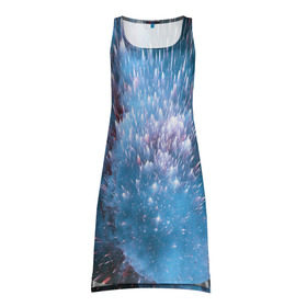 Платье-майка 3D с принтом Космический фон в Санкт-Петербурге, 100% полиэстер | полуприлегающий силуэт, широкие бретели, круглый вырез горловины, удлиненный подол сзади. | abstraction | cosmos | nebula | space | star | universe | абстракция | вселенная | звезды | космос | мир | планеты