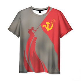Мужская футболка 3D с принтом День победы Рейхстаг в Санкт-Петербурге, 100% полиэфир | прямой крой, круглый вырез горловины, длина до линии бедер | Тематика изображения на принте: 9мая | великая | война | героя | день | звезда | знамя | отечественная | победы | рейхстаг