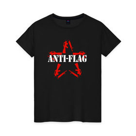 Женская футболка хлопок с принтом Anti-Flag в Санкт-Петербурге, 100% хлопок | прямой крой, круглый вырез горловины, длина до линии бедер, слегка спущенное плечо | american | attraction | dead | hardcore | not | punk | punks | rock | альтернатива | анти | группа | панк | рок | стрит | флаг