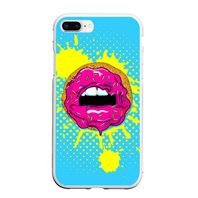 Чехол для iPhone 7Plus/8 Plus матовый с принтом Donut lips в Санкт-Петербурге, Силикон | Область печати: задняя сторона чехла, без боковых панелей | donut | kiss | lips | pop art | splash | sweet | брызги | губы | пончик | поп арт