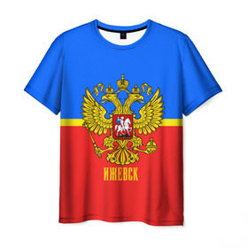 Мужская футболка 3D с принтом Ижевск в Санкт-Петербурге, 100% полиэфир | прямой крой, круглый вырез горловины, длина до линии бедер | abstraction | cccр | grunge | russia | sport | абстракция | герб | ижевск | краска | русский | символика рф | спорт | спортивный | триколор | униформа | форма | я русский