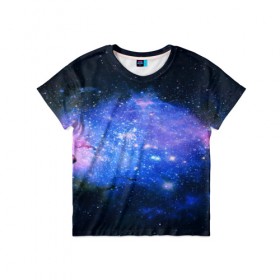 Детская футболка 3D с принтом Звёзды космоса в Санкт-Петербурге, 100% гипоаллергенный полиэфир | прямой крой, круглый вырез горловины, длина до линии бедер, чуть спущенное плечо, ткань немного тянется | abstraction | cosmos | nebula | space | star | universe | абстракция | вселенная | звезды | космос | мир | планеты