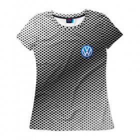 Женская футболка 3D с принтом VOLKSWAGEN SPORT в Санкт-Петербурге, 100% полиэфир ( синтетическое хлопкоподобное полотно) | прямой крой, круглый вырез горловины, длина до линии бедер | 