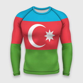 Мужской рашгард 3D с принтом Азербайджан в Санкт-Петербурге,  |  | Тематика изображения на принте: azerbaijan | azrbaycan | звезда | ислам | полумесяц | флаг