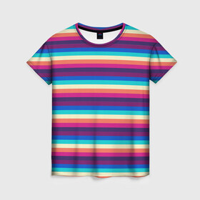 Женская футболка 3D с принтом Радуга в Санкт-Петербурге, 100% полиэфир ( синтетическое хлопкоподобное полотно) | прямой крой, круглый вырез горловины, длина до линии бедер | yaay | yaay design | весна | желтый | морская | моряк | полоски | угол