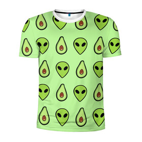 Мужская футболка 3D спортивная с принтом Green в Санкт-Петербурге, 100% полиэстер с улучшенными характеристиками | приталенный силуэт, круглая горловина, широкие плечи, сужается к линии бедра | alien | food | vegetarian | авокадо | вегетарианство | еда | пришелец