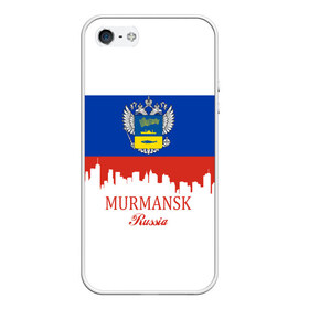 Чехол для iPhone 5/5S матовый с принтом MURMANSK (Мурманск) в Санкт-Петербурге, Силикон | Область печати: задняя сторона чехла, без боковых панелей | Тематика изображения на принте: 51 | murmansk | ru | rus | герб | знак | мурманск | мурманская | надпись | область | патриот | полосы | российская | российский | россия | русская | русский | рф | символ | страна | флаг | флага | цвета