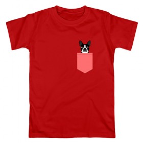 Мужская футболка хлопок с принтом доге в кармане в Санкт-Петербурге, 100% хлопок | прямой крой, круглый вырез горловины, длина до линии бедер, слегка спущенное плечо. | Тематика изображения на принте: 