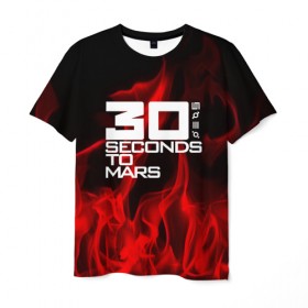 Мужская футболка 3D с принтом 30 Seconds to Mars in fire в Санкт-Петербурге, 100% полиэфир | прямой крой, круглый вырез горловины, длина до линии бедер | 30 seconds to mars | punk | rock | альтернативный хип хоп | группа | инди поп | музыка | музыкальное произведение | ноты | панк | регги | рок | синти поп