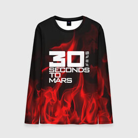 Мужской лонгслив 3D с принтом 30 Seconds to Mars in fire в Санкт-Петербурге, 100% полиэстер | длинные рукава, круглый вырез горловины, полуприлегающий силуэт | 30 seconds to mars | punk | rock | альтернативный хип хоп | группа | инди поп | музыка | музыкальное произведение | ноты | панк | регги | рок | синти поп