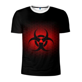 Мужская футболка 3D спортивная с принтом Биологическая Опасность в Санкт-Петербурге, 100% полиэстер с улучшенными характеристиками | приталенный силуэт, круглая горловина, широкие плечи, сужается к линии бедра | Тематика изображения на принте: биологическая  | опасность