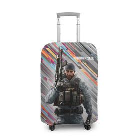 Чехол для чемодана 3D с принтом Rainbow Six Siege в Санкт-Петербурге, 86% полиэфир, 14% спандекс | двустороннее нанесение принта, прорези для ручек и колес | battlefield | call of duty | clancy | cod | counter | csgo | game | rainbow | six | strike | tom | игра | клэнси | код | ксго | том | шутер