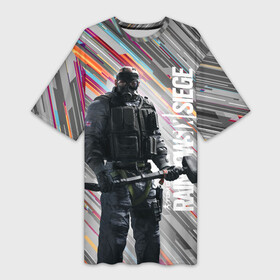 Платье-футболка 3D с принтом Rainbow Six Siege в Санкт-Петербурге,  |  | battlefield | call of duty | clancy | cod | counter | csgo | game | rainbow | six | strike | tom | игра | клэнси | код | ксго | том | шутер